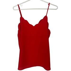 Nordstrom's Socialite Poppy Red Scalloped V-Neck Lined Camisole Size Small, EUC